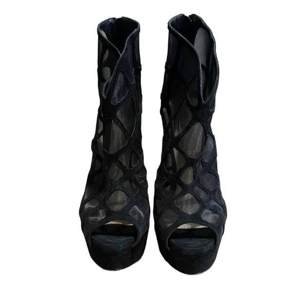 Christian Louboutin Mesh Altarakna 150 Black Suede Platform High Heeled Booties - Picture 5 of 9